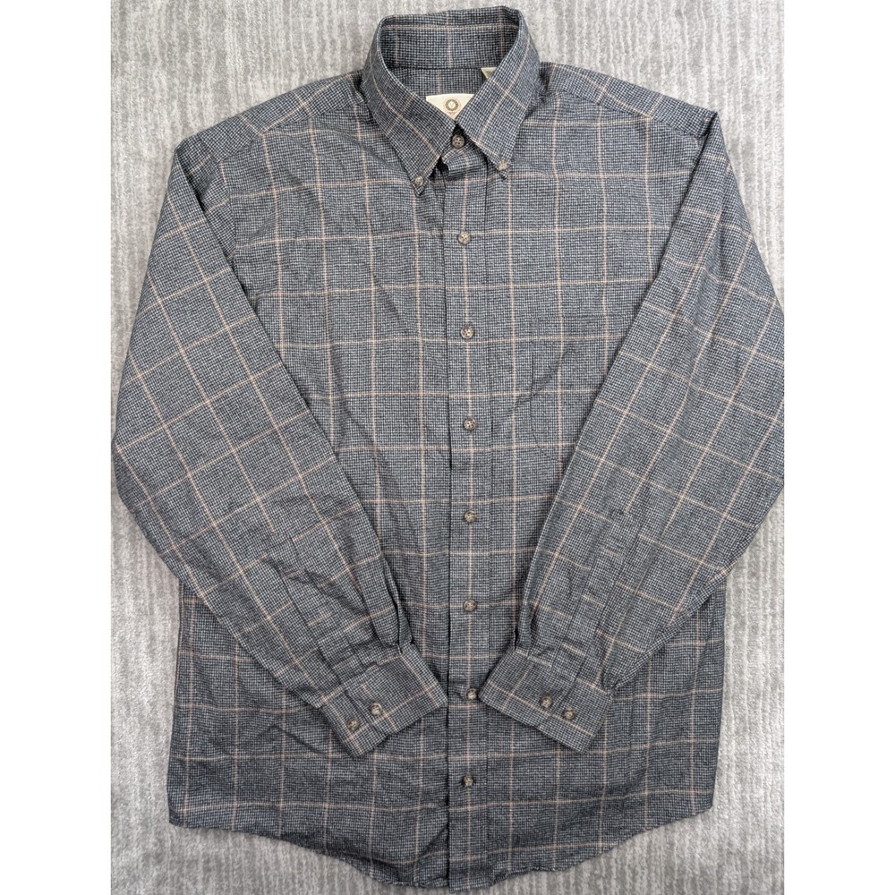Viyella Shirt Men's Medium Gray Multicolor Wool Cotton Tartan Plaid Button Down